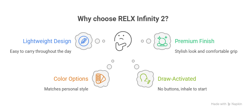 RELX Infinity 2 Review: Features, Performance, and Value Explained 2 The RELX Infinity 2 benefits visual selection