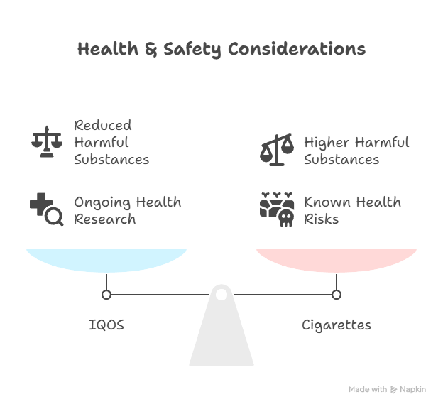 iqos and cigerrate Health Safety Considerations visual selection