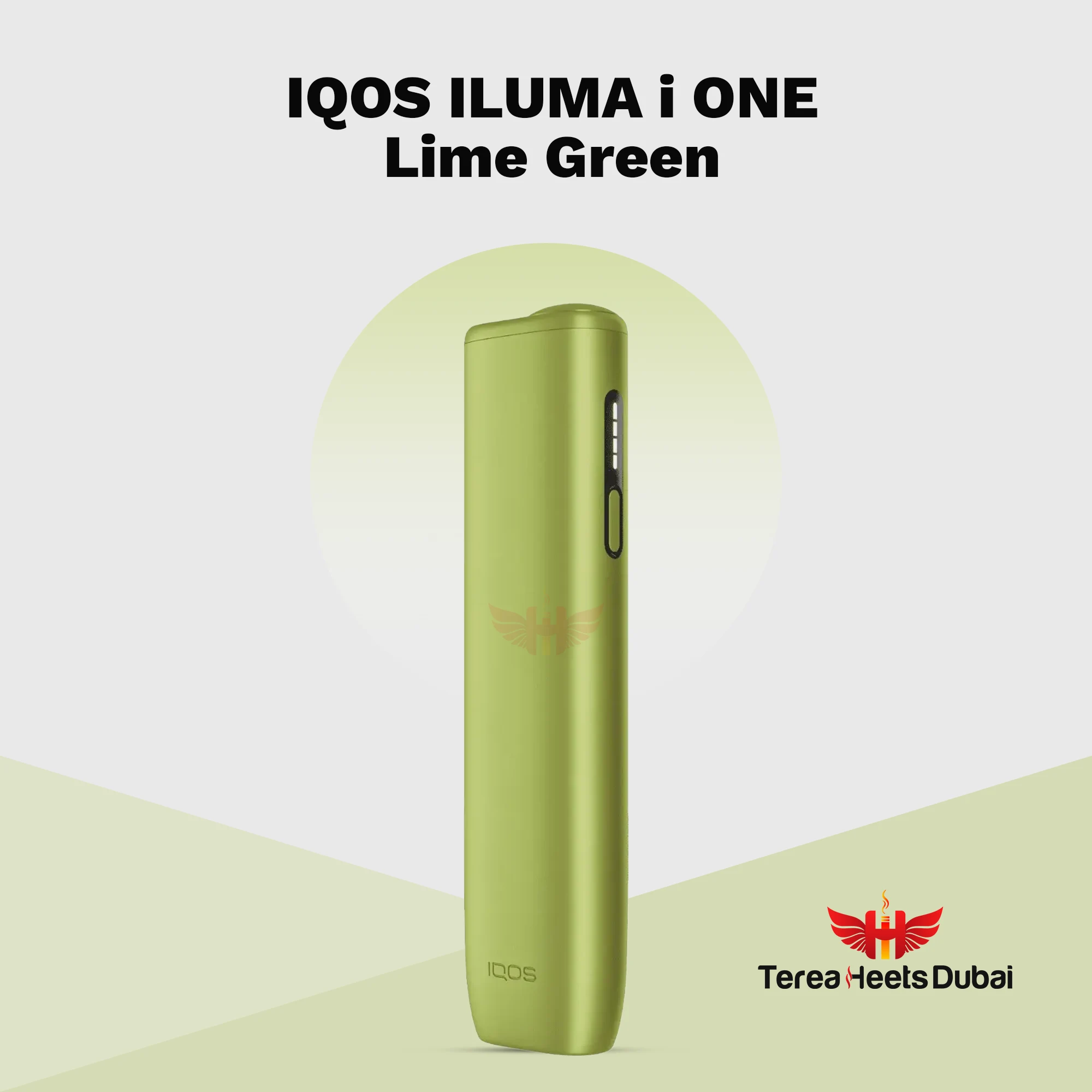 IQOS ILUMA I One Lime Green 1 IQOS ILUMA i One Lime Green portable device with a smooth finish, bright color, and modern minimalist design in Dubai