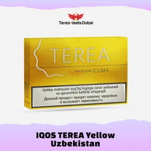 Outer box carton of TEREA Yellow Uzbekistan tobacco sticks showing bulk layout