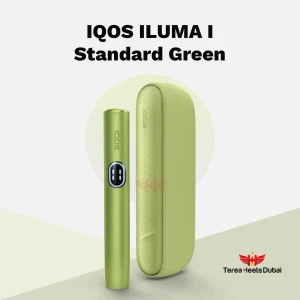 ILUMA I Standard Green device showcasing its matte leaf green finish and touchscreen display.